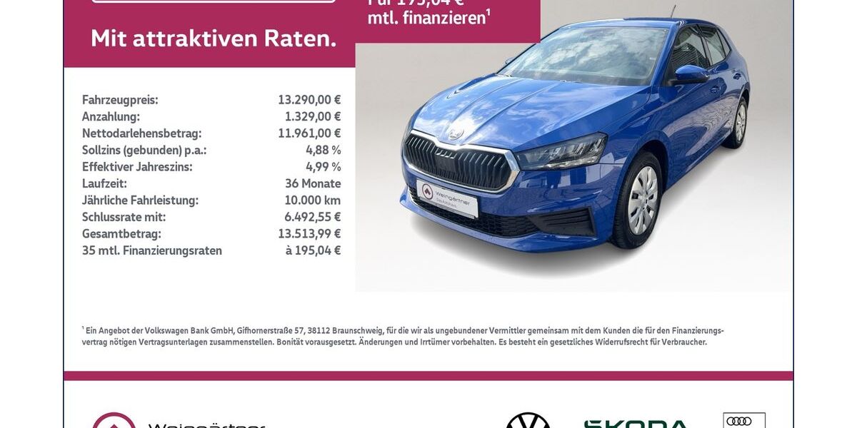 Skoda Fabia 51.600 km 13.290 &euro; Miesbach 83714