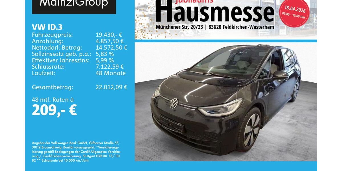 VW ID.3 50.432 km 19.430 &euro; Feldkirchen/Westerham 83620