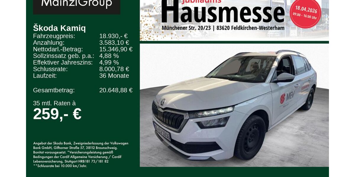 Skoda Kamiq 85.600 km 18.930 &euro; Feldkirchen/Westerham 83620