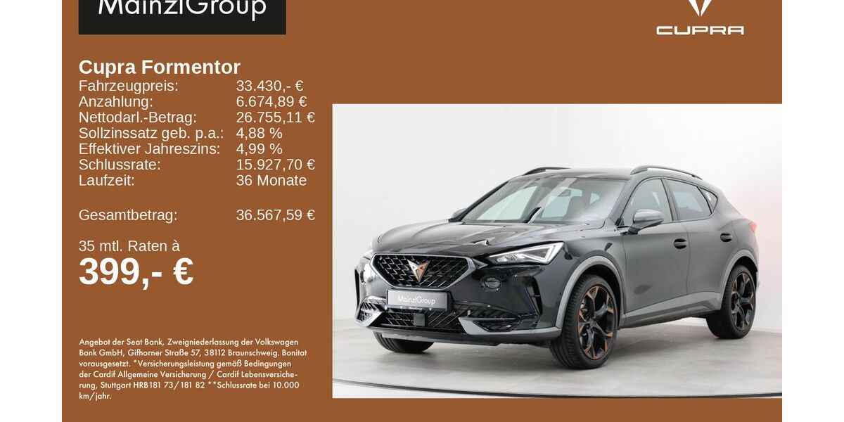 Cupra Formentor 9.900 km 33.430 &euro; Feldkirchen/Westerham 83620